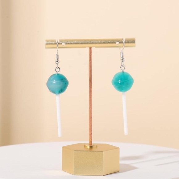 ✨🍭TURQUOISE LOLLYPOP EARRINGS 🍭✨ - Picture 2 of 4